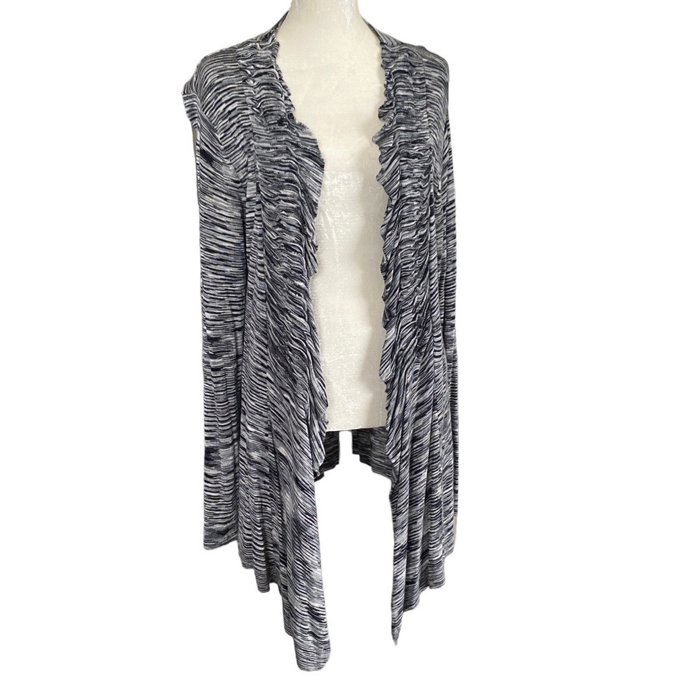 Alfani black & white space dyed long sleeve open front cardigan women’s large